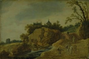 Stenigt landskap med ett slott av Esaias van de Velde