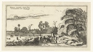 Ryttare och vandrare på en väg nära Lisse Landskap (serietitel) av Esaias van de Velde