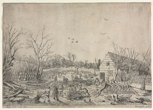 Den stora översvämningen den 10 januari 1624 (eller reparera den brutna vallen vid floden Lek av Vianen, 1624) av Esaias van de Velde