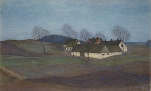 En själländsk bondgård (pastell) av Ester Almqvist