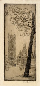 London-scen med kyrka