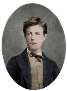 Arthur Rimbaud, fransk poet och äventyrare - Porträtt av Arthur Rimbaud (1859 - 1891) är 17 år gammal. Foto av Carjat. av Etienne (after) Carjat