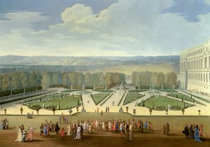 Promenade de Louis XIV (1638-1715) med tanke på den norra parterren i trädgårdarna i Versailles Målning av Etienne Allegrain (1644-1736) 1688 ca. Sol. 2,3x2,9 m