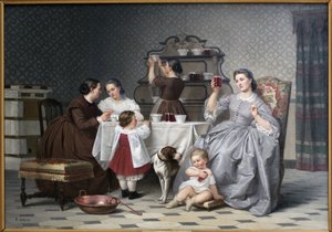 Sylten, säger också Le gouter de famille. Målning av Eugene Ronjat (1822-1912), olja på duk, cirka 1860. Fransk konst från 1800-talet. Wiens konstmuseum (Isere).