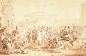 Kejsar Napoleon I:s ankomst med kejsarinnan Marie-Louise på Hotel de Ville, Paris,