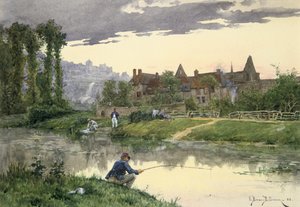 Soldater vid kanten av floden, 1800-talets början av 1900-talet av Etienne Berne Bellecour