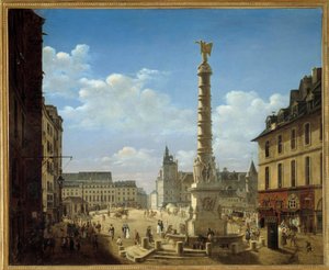 Torget och fontänen av Chatelet Målning av Etienne Bouhot (1780-1862) 1810 Sön. 0,81x0,99 m Paris, Carnavalet Museum av Etienne Bouhot