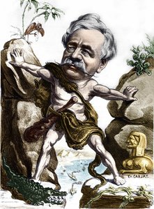 Ferdinand de Lesseps (1805-1894), fransk diplomat och administratör vid Suezkanalen. Carjat karikatyr.
