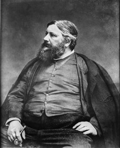 Porträtt av målaren Gustave Courbet av fotografen Etienne Carjat. Originaltryck, fond tillhörande den fotografiska verkstaden Roth  Cie. av Etienne Carjat