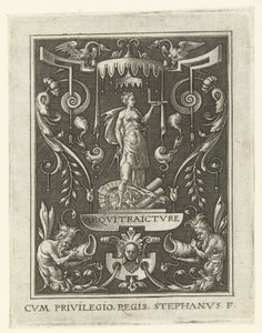 Geometri GEOMETRY (titel på objekt) Fyra liberala konster, perspektivet och arkitekturen, representerade av kvinnor (senare version) (serietitel) av Etienne Delaune