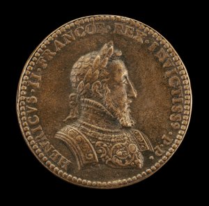 Henrik II, 1519-1559, kung av Frankrike 1547 [åtsida] av Etienne Delaune