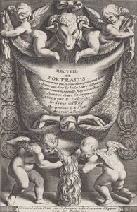 Frontispice från samlingen av porträtt, 1714-41. av Etienne Desrochers