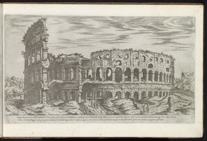 Colosseum te Rom Bouwwerken uit de oudheid (serietitel) Resterna från Roms antiken samlade och porträtt i perspektiv av Stefano Du Perac Parisino (serietitel på objekt)