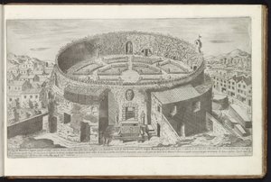 Augustus mausoleum med en anlagd trädgård i Rom Forntida byggnader (serietitel) I vestigi dell