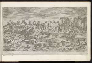 Palatijn i Rom Bouwwerken uit de oudheid (serietitel) Resterna av det antika Rom samlade och fotograferade i perspektiv av Stefano Du Perac Parisino (serietitel på objekt) av Etienne Duperac