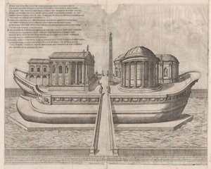 Mirror of Roman Magnificence: Temples on the Isle of Tiber, 1582., 1582. av Etienne Duperac