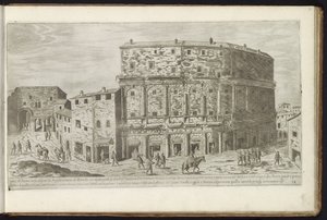Marcellus teater i Rom Bouwwerken uit de oudheid (serietitel) Resterna av det antika Rom samlade och fotograferade i perspektiv av Stefano Du Perac Parisino (serietitel på objekt)