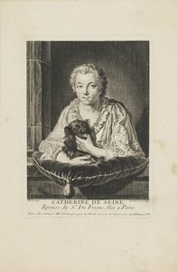 Porträtt av skådespelerskan Madame Quinault-Dufresne 1705-1767, ca. 1750. av Etienne Fessard