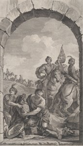 The Chapel of the Foundlings in Paris: The Suite of the Magi: Cavaliers, 1756. av Etienne Fessard