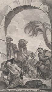 The Chapel of the Foundlings in Paris: The Suite of the Magi: Kamelförare och bärare..., 1756. av Etienne Fessard