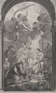 The Chapel of the Foundlings in Paris: Magi Gaspard and Melchior adoring the E..., 1752. av Etienne Fessard