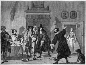 Komediscen i en holländsk teater på 1700-talet. Gravyr av Bocour efter en gouache av Troost