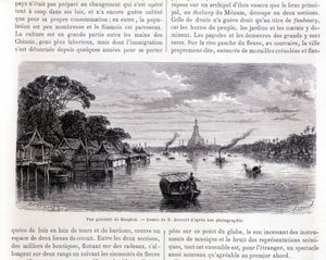 Översikt över Bangkok. Teckning av E. Bocourt. av Etienne Gabriel Bocourt