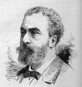 Porträtt av David Raynal (1840-1903), engelsk politiker. Gravyr av Bocour i "" Le Monde Illustré"" nr 1287 den 26 november