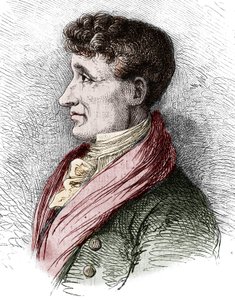 Porträtt av Joseph Joubert (1754-1824), fransk författare. Gravyr av Bocour i "" Le Magasin pittoreska""