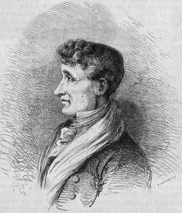 Porträtt av Joseph Joubert (1754-1824), fransk författare. Gravyr av Bocour i "" Le Magasin pittoreska""