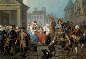 Karneval på gatorna i Paris Detalj. Målning av Etienne Jeaurat (1699-1789) 1757. Dim. 0,65 x 0,82m Paris, musée Carnavalet av Étienne Jeaurat