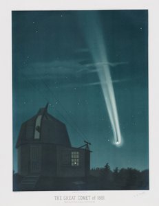 The Great Comet of 1881, observerad natten mellan den 25 och 26 juni, kl. 1h.30, från The Trouvelot Astronomical Drawings 1881, pub. 1881 (färglitografi) av Étienne Léopold Trouvelot