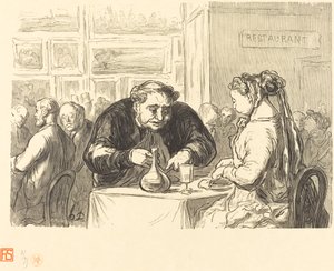 På Konstutställningens buffé av Etienne after Honoré Daumier
