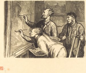 Måleriutställning 1868 - Det sista penseldraget av Etienne after Honoré Daumier