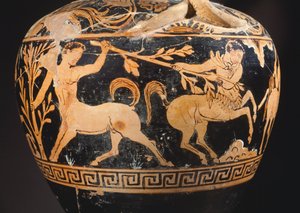 Amfora av Centauromachy-målaren, detalj som visar en kamp mellan kentaurer. Rödfigurkeramik från Porano (Umbria). Etruskisk civilisation, 400-talet f.Kr. av Etruscan