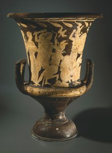 Calyx-krater (stor vas). Rödfigurkeramik från Perugia (Umbria). Etruskisk civilisation, 400-talet f.Kr. av Etruscan