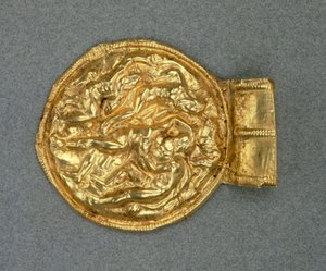 Präglat bulla hänge. Etruskisk civilisation, 400-talet f.Kr. av Etruscan