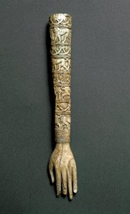 Etrusk antikvitet: främre arm eller handtag av flabellum (liturgisk solfjäder) i elfenben. Från Barberini-graven i Preneste (Palestrina). 700-talet f.Kr. Rom, Nationalmuseet för Villa Giulia av Etruscan
