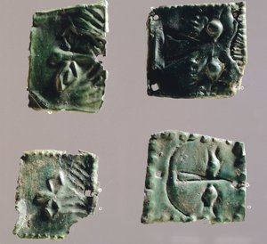 Ex-voto i bronsplatta föreställande ögon. Artefakter från föremål från helgedomen Reithia Este (Venetien). Etruskisk civilisation, 400-talet f.Kr. av Etruscan