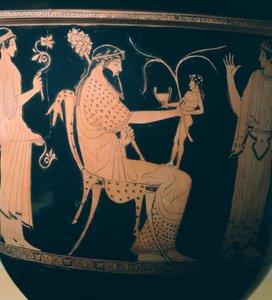 Krater (stor vas) av Altamura-målaren, detalj som visar Dionysos. Keramik med röd figur. Etruskisk civilisation, 5-4 f.Kr. av Etruscan