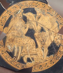 Poseidon och Amphitrite. Rödfigurkeramik från Civita Castellana (Lazio). Etruskisk civilisation, 400-talet f.Kr. av Etruscan