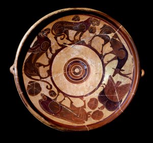 Terrakottaplatta föreställande djur, 600-590 f.Kr av Etruscan