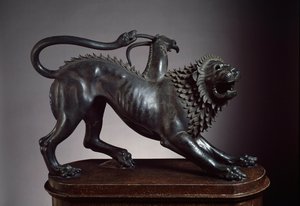 Arezzos chimär, dödad av Bellerophon - etruskisk skulptur, 400-350 f.Kr. (brons)
