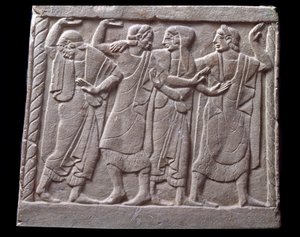 Dansscen, lågrelief av marmorgravsten av Etruscan Etruscan