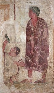 Vel Status och hans slav (väggmålning) av Etruscan Etruscan