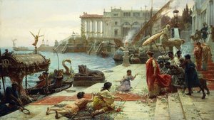 The Embarkment of a Roman Queen (olja på duk)