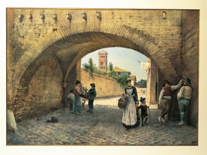 Italien, Rom, Tolomeis båge av Ettore Roesler Franz, akvarell