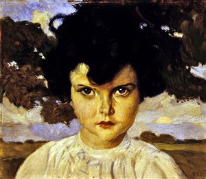 Porträtt av ett barn (olja på duk) av Ettore Tito