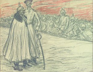 Den tyske kejsaren med kronprinsen och de fallna av Eugeen van Mieghem