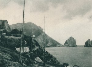 Marina Piccola med fågelfågelnät, Capri, Italien, 1927 av Eugen Poppel